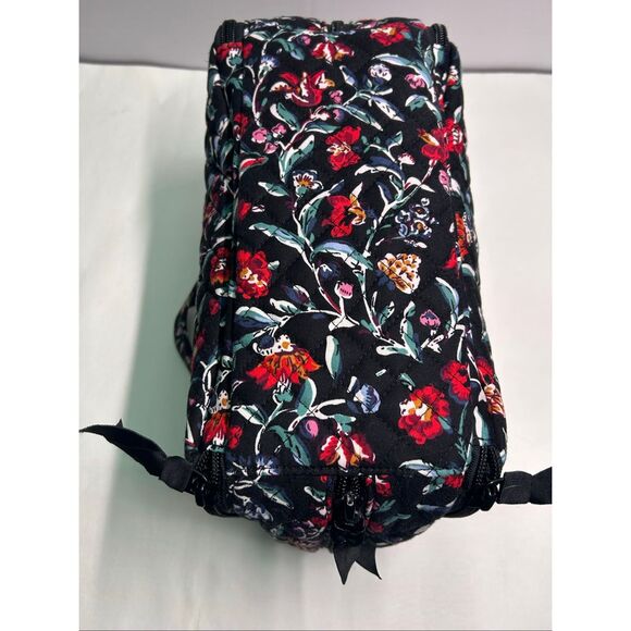 Quilted Floral Ultimate Travel Toiletry Cosmetic Bag Black Perennials Noir - Picture 10 of 10